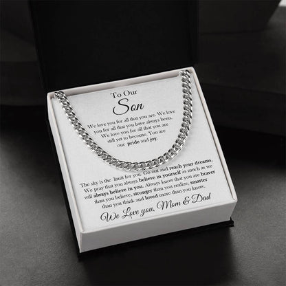 To Our Son Chain Necklace Gift To Son From Mom And Dad Birthday Graduation Gift For Son Cuban Link Chain