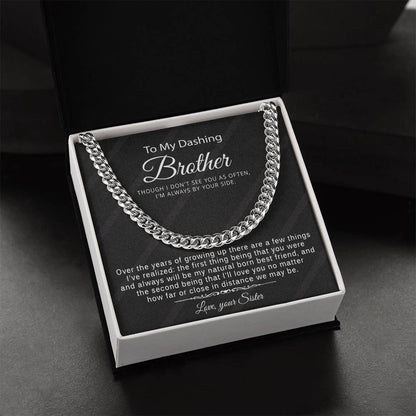 Gift For Brother From Sister - Cuban Link Chain Necklace With Message