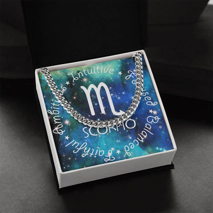 Cuban Link Chain Necklace - Scorpio Theme