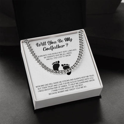 Will You Be My Godfather Necklace For Godfather From Mummy And Daddy Cuban Link Chain