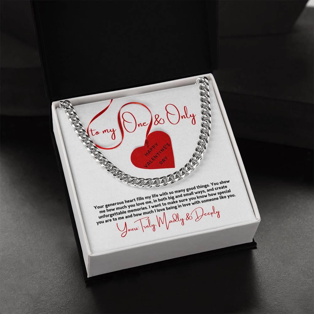 Valentine Gift For Husband Cuban Link Chain Men Valentines Day Gift Long Distance Heavy Chain Necklace Romantic Gift F