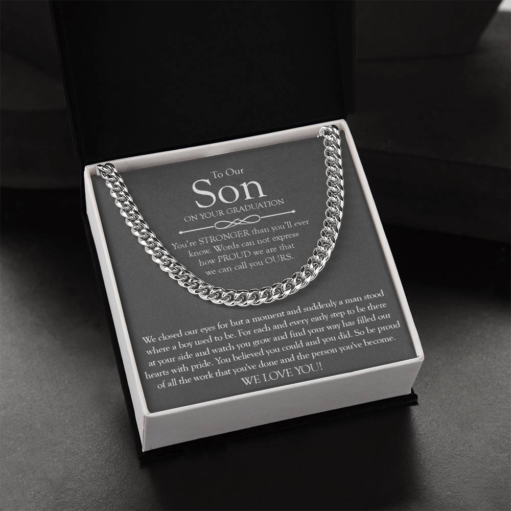 To Our Son Gift On Graduation Day Meaningful Graduation Gift For Son From Mom And Dad Graduation Necklace For Men Cuban Link Chain