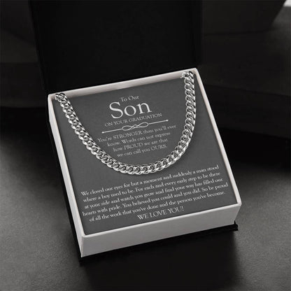 To Our Son Gift On Graduation Day Meaningful Graduation Gift For Son From Mom And Dad Graduation Necklace For Men Cuban Link Chain