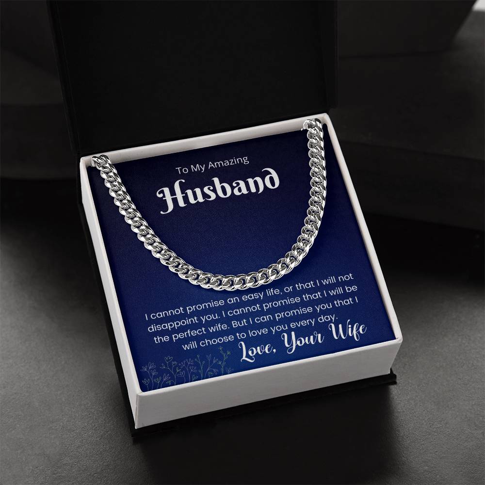 Cuban Link Chain Gift For Husband - I Love You Every Day Necklace