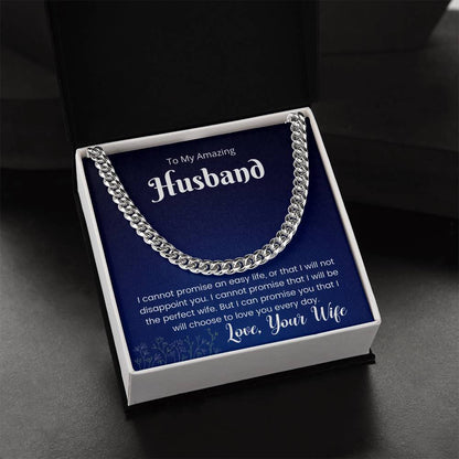 Cuban Link Chain Gift For Husband - I Love You Every Day Necklace