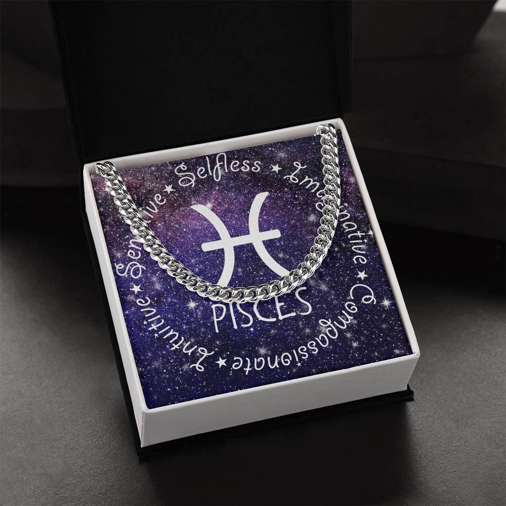 Cuban Link Chain Necklace - Pisces Theme