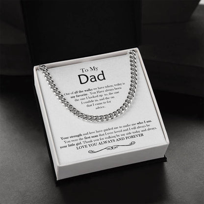 Gift For Dad From Daughter Thank You Dad To My Dad Necklace Gift For Dad On Wedding Day From Daughter Cuban Link Chain