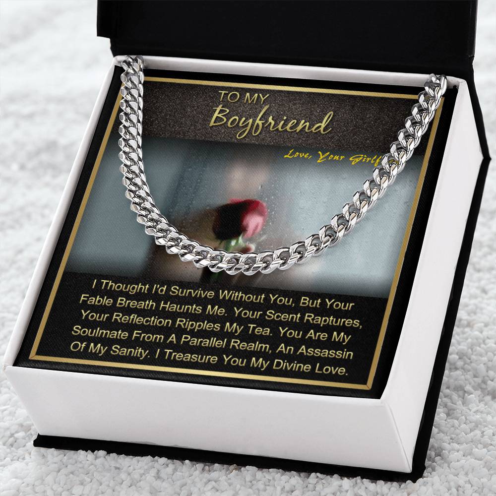 Gift For Boyfriend Anniversary Birthday Christmas Long Distance Chain Necklace With Message Card Cuban Link Chain
