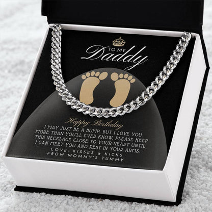 From A Bump To Daddy To My Daddy New Daddy Gift Daddy To Be Gift To My Daddy From A Bump Dad Necklace Gift New Dad Bir Cuban Link Chain