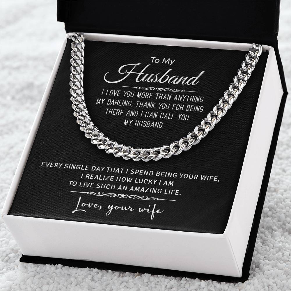 Gift For Husband - Cuban Link Chain Necklace From Wife