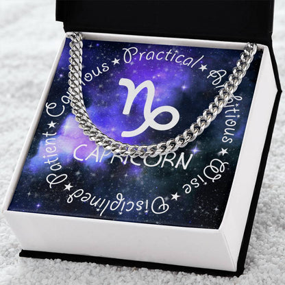 Cuban Link Chain Necklace - Capricorn Theme