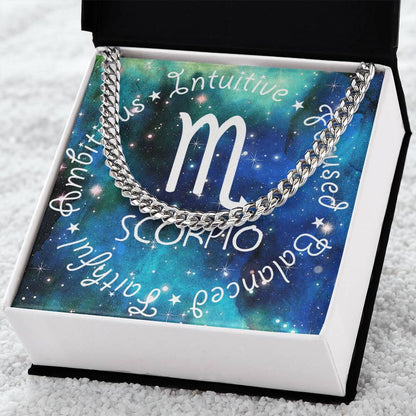 Cuban Link Chain Necklace - Scorpio Theme