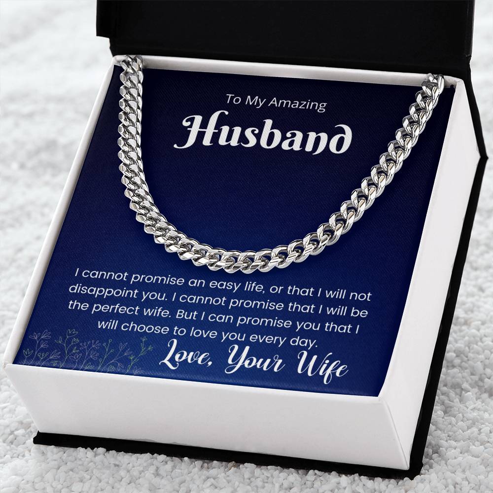 Cuban Link Chain Gift For Husband - I Love You Every Day Necklace