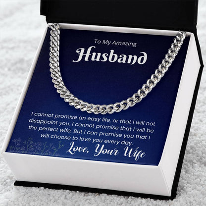 Cuban Link Chain Gift For Husband - I Love You Every Day Necklace