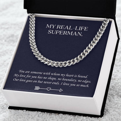 Valentine's Gift For Husbandboyfriend - Our Love Goes On But Never Ends. I Love You So Much. Cuban Link Chain