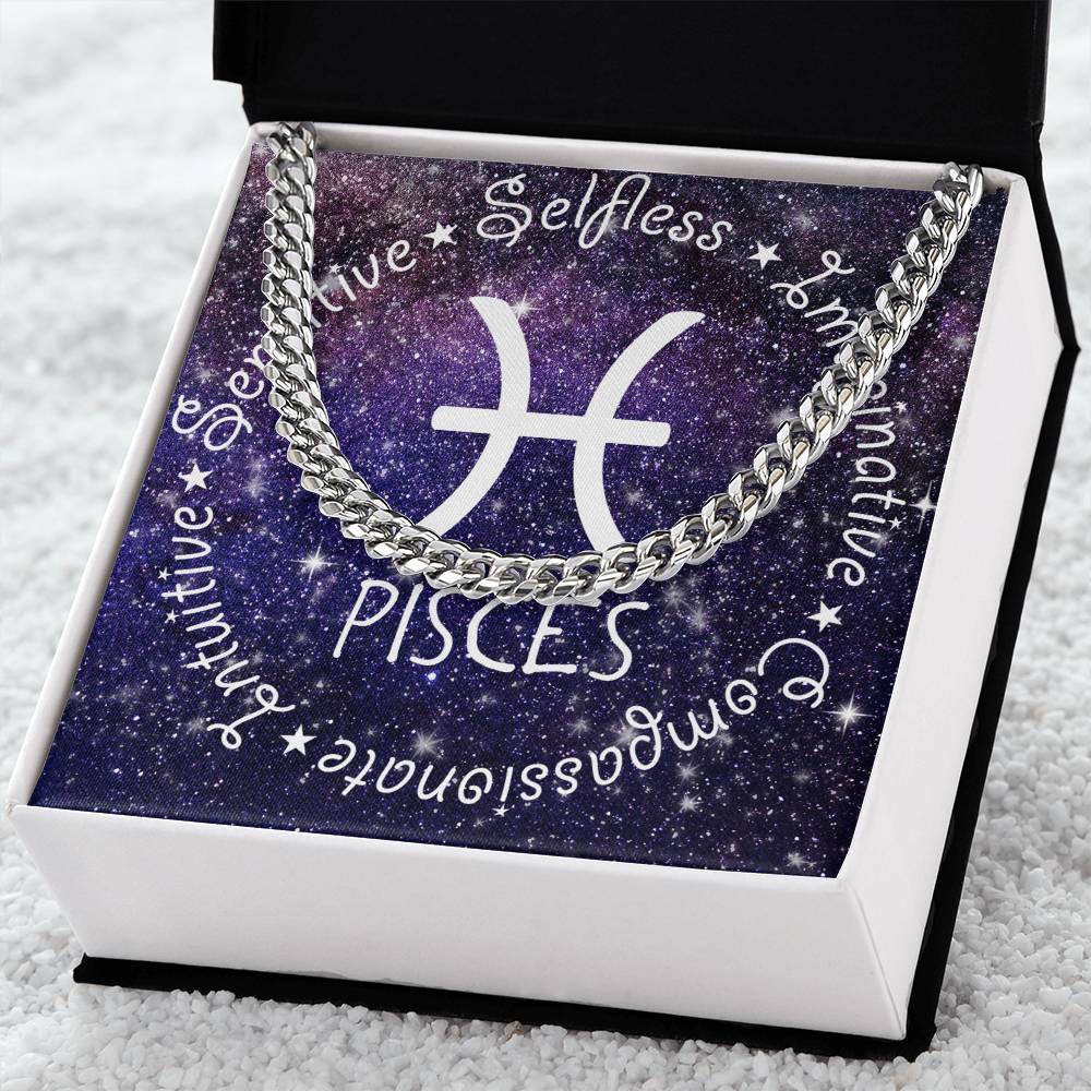 Cuban Link Chain Necklace - Pisces Theme