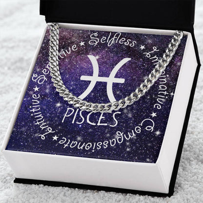 Cuban Link Chain Necklace - Pisces Theme