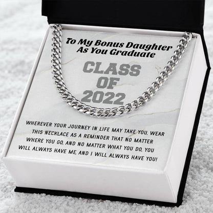 Bonus Daughter Graduation Class Of 2022 High School Graduation College Graduation Gift For Step Daughter Womens Gold C Cuban Link Chain
