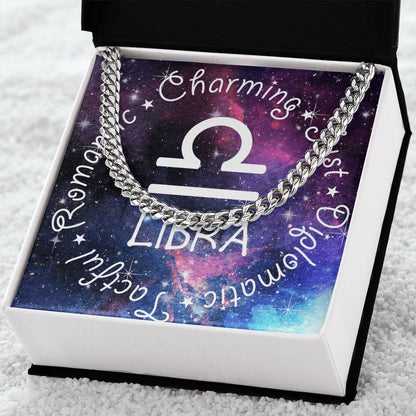 Cuban Link Chain Necklace - Libra Theme