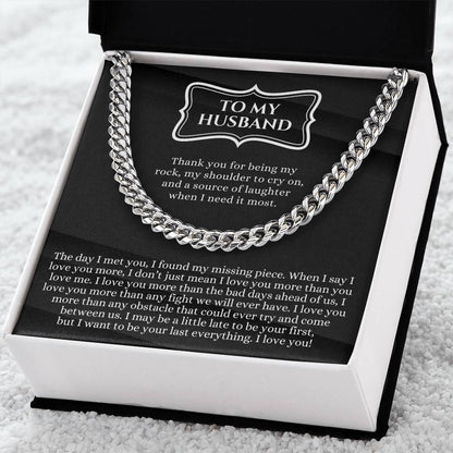 Valentines Day Gift For Husband Meaningful Necklace Gift For Husband Gift For Husband To My Husband Birthday Gift For Cuban Link Chain