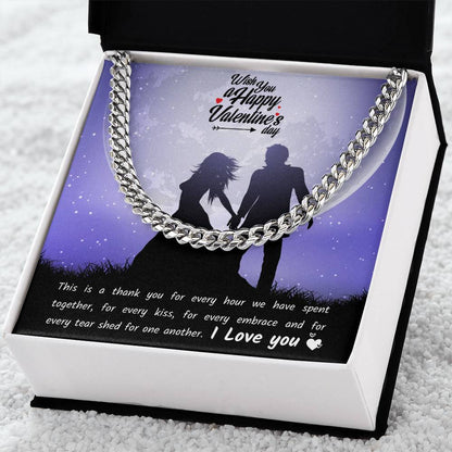 Valentines Day Necklace Gift For Boyfriend Husband Perfect Love Gift For Him Cuban Link Chain
