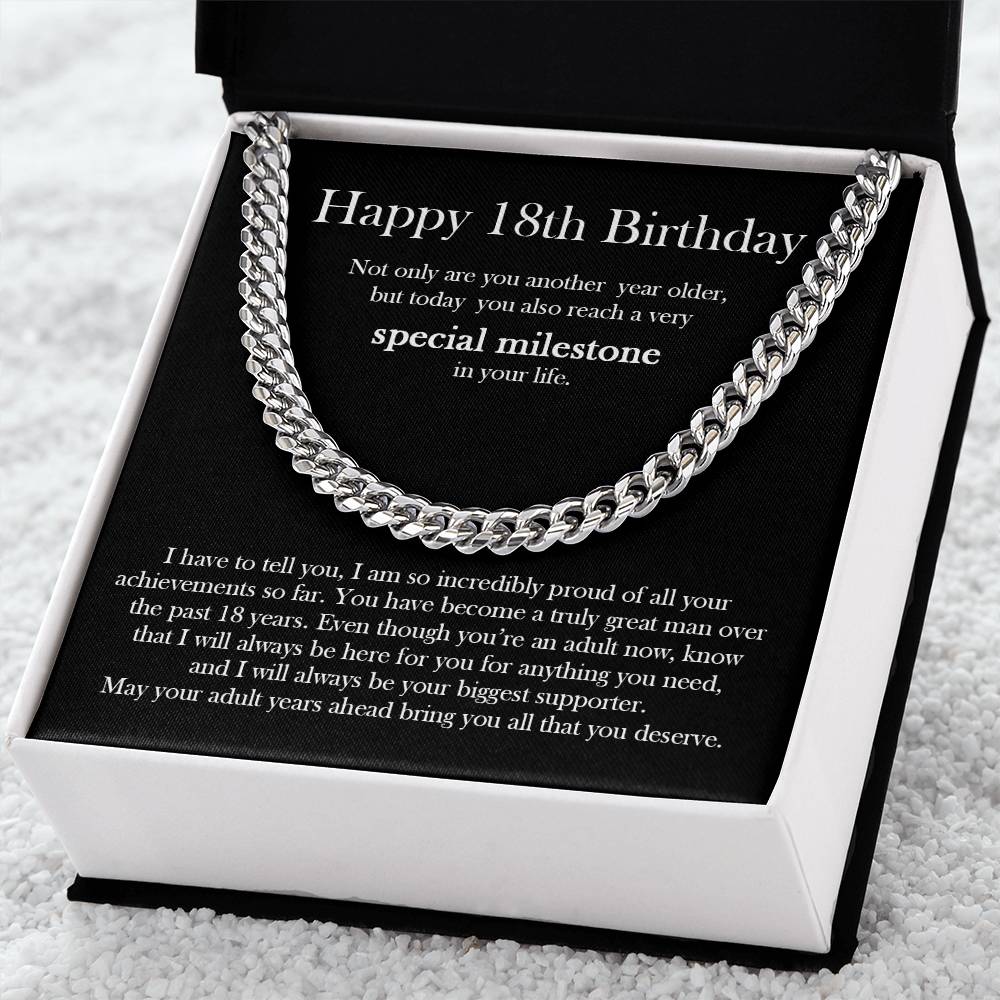 18Th Birthday Gift For Him Son Birthday Grandson 18Th Gift Cuban Link Chain