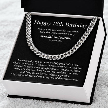 18Th Birthday Gift For Him Son Birthday Grandson 18Th Gift Cuban Link Chain
