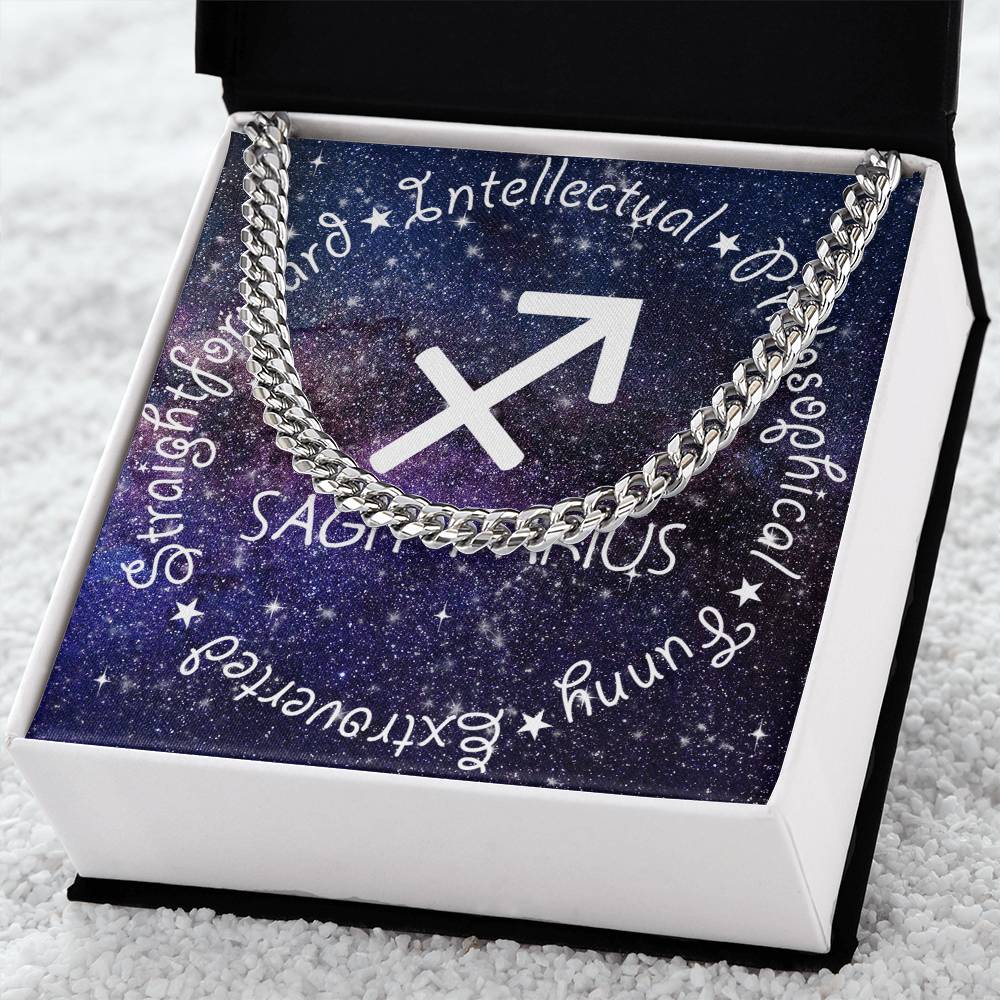 Cuban Link Chain Necklace - Sagittarius Theme