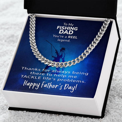 Cuban Link Chain Men To My Fishing Dad Gift For Fishing Dad Father's Day Gift Necklace To Dad From Son Daughter