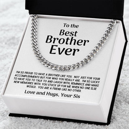 Best Brother Ever Cuban Chain Necklace Gift From Sis Cuban Link Chain