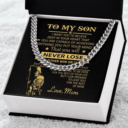 You'll Never Lose Mom Gift For Son Cuban Link Chain Necklace