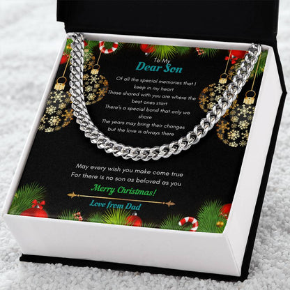 Dad To Son Christmas Cuban Link Chain Necklace