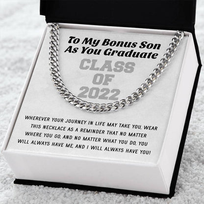 Bonus Son Graduation Class Of 2022 High School Graduation College Graduation Gift For Step Son Mens Gold Cuban Link Ch Cuban Link Chain