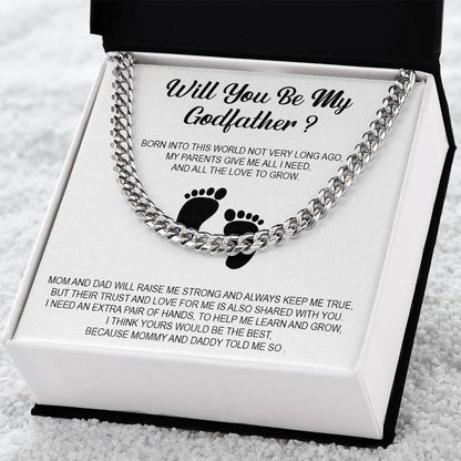 Will You Be My Godfather Necklace For Godfather From Mummy And Daddy Cuban Link Chain
