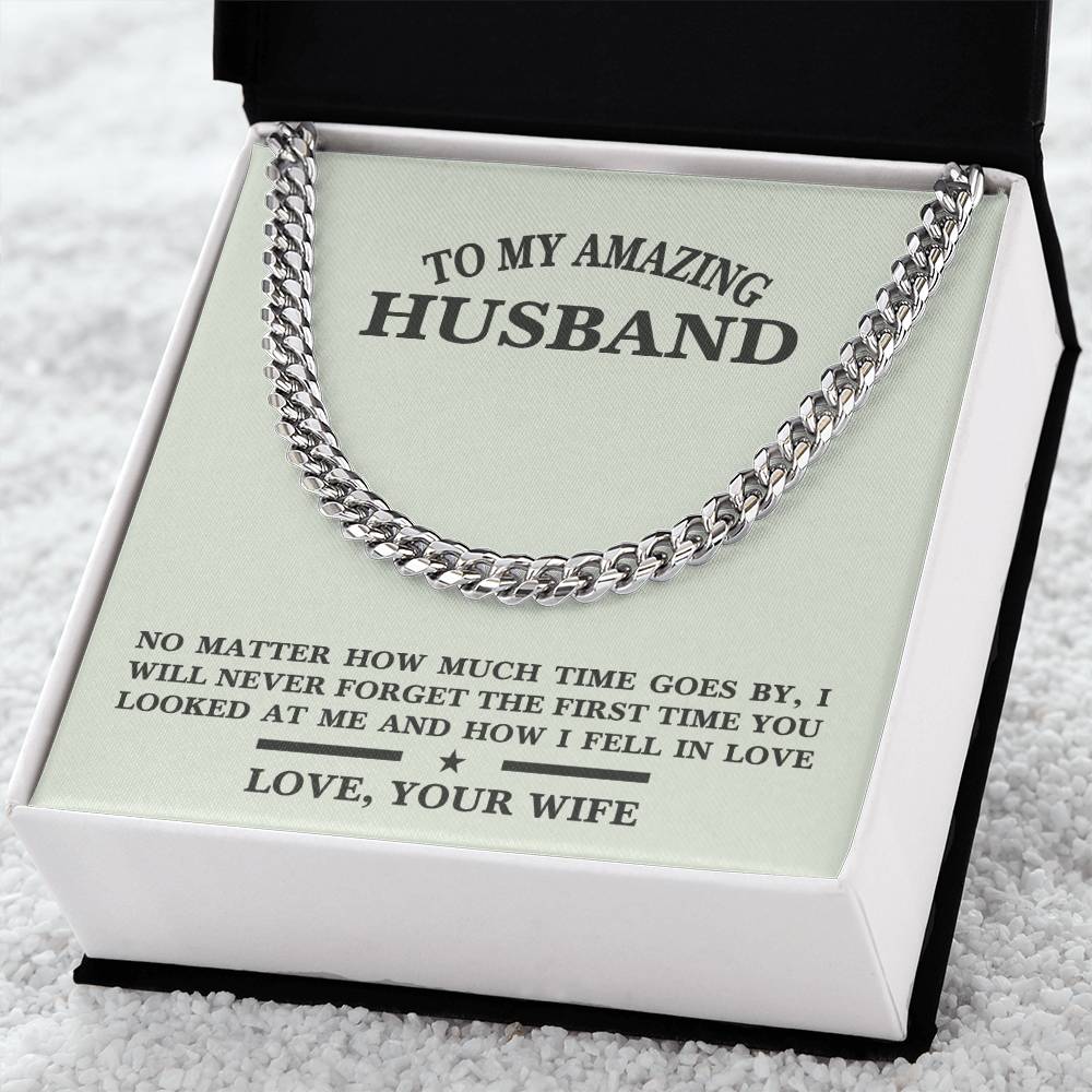 For Husband- Birthday  Anniversary Gift  Message Card Jewelry Cuban Link Chain