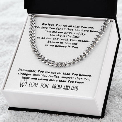 To Son From Mom Cuban Necklace Son Birthday Gift Cuban Link Chain Gold And Silver Just Because Christmas Gift Stocking
