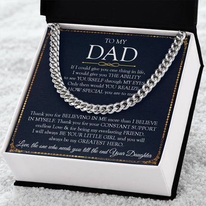 Father's Day Gift For Dad Dad Necklace Gift From Daughter To My Dad Necklace Dad Birthday Gift Cuban Link Chain