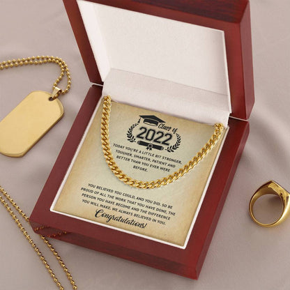 Class Of 2022 Graduation Gift For Him Graduation Necklace For Boy High School College Graduation Gift Cuban Link Chain