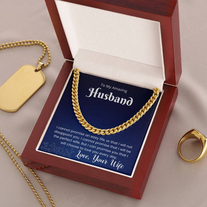 Cuban Link Chain Gift For Husband - I Love You Every Day Necklace