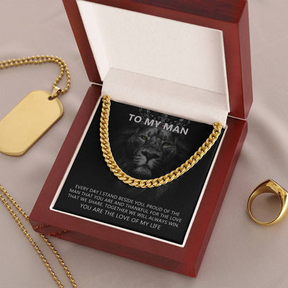 To-My-Man-Every-Day-I-Stand-Beside-You-Cuban-Link-Chain-Necklace-With-Message-Card-Gift-For-Husband-Or-Boyfriend-I-Lov Cuban Link Chain