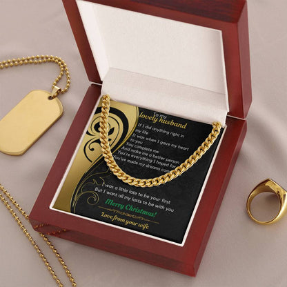 Wife To Husband Christmas Cuban Link Chain Necklace