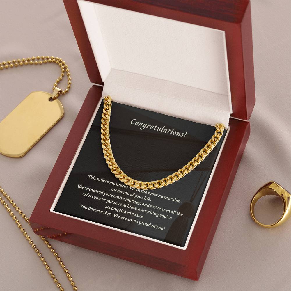 Congratulations On Your Graduation Son! Cuban Link Chain