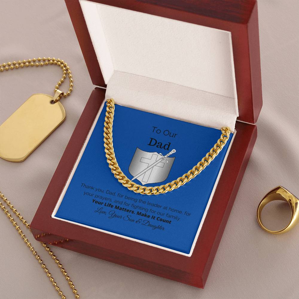 To Our Dad Gift For Him Cuban Link Chain Necklace Cuban Chain Necklace Stainless Steel 14K Yellow Gold Christmas Gift