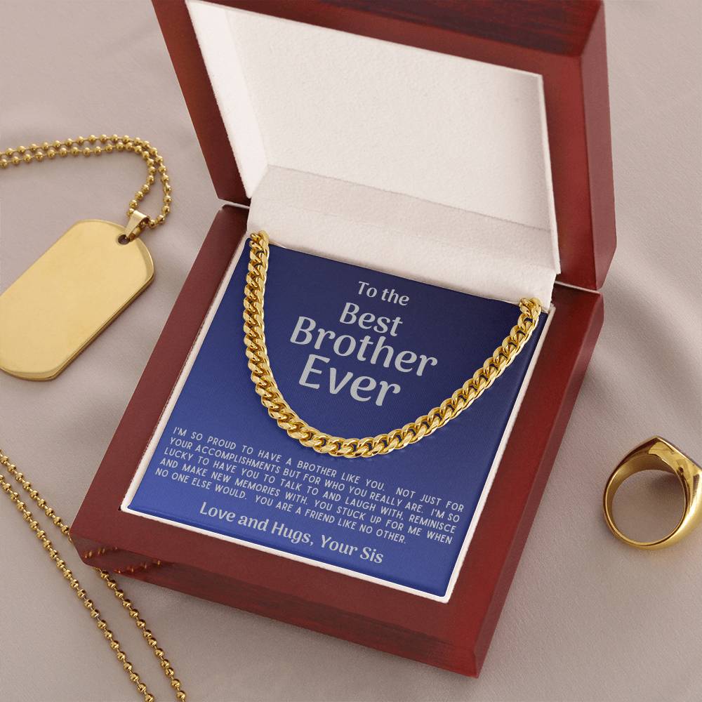 Best Brother Ever Cuban Link Necklace Gift From Sister Cuban Link Chain
