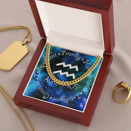 Cuban Link Chain Necklace - Aquarius Theme