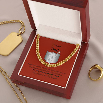 To Our Dad Gift For Him Cuban Link Chain Necklace Cuban Chain Necklace Stainless Steel 14K Yellow Gold Christmas Gift