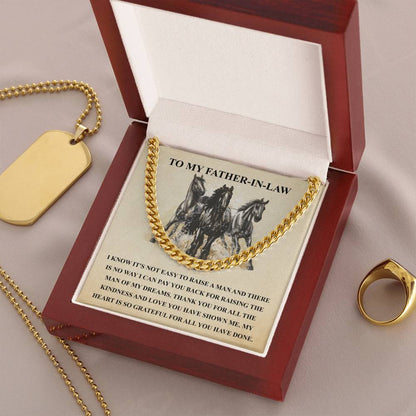 Father In Law Gift From Daughter In Law Fathers Day Gift For Father In Law Christmas Gift For Father In Law Horse Love Cuban Link Chain