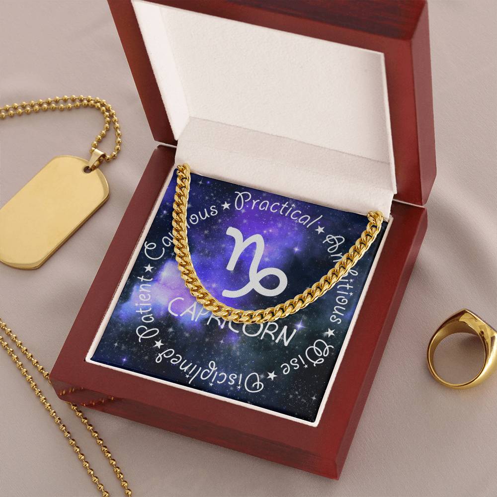 Cuban Link Chain Necklace - Capricorn Theme