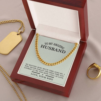 For Husband- Birthday  Anniversary Gift  Message Card Jewelry Cuban Link Chain