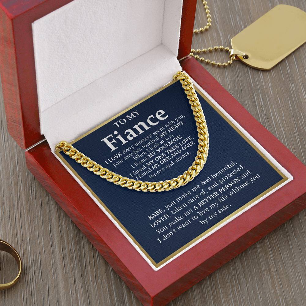 Cuban Link Chain Necklace  Gift For Fiance